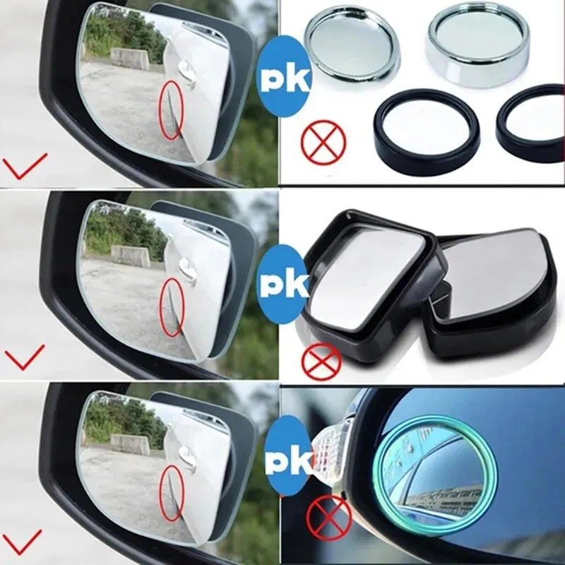 2pcs Car Blind Spot Mirrors 360 Adjustable Rearview Mirrors for Cars Hd Frameless Small Round Mirrors
