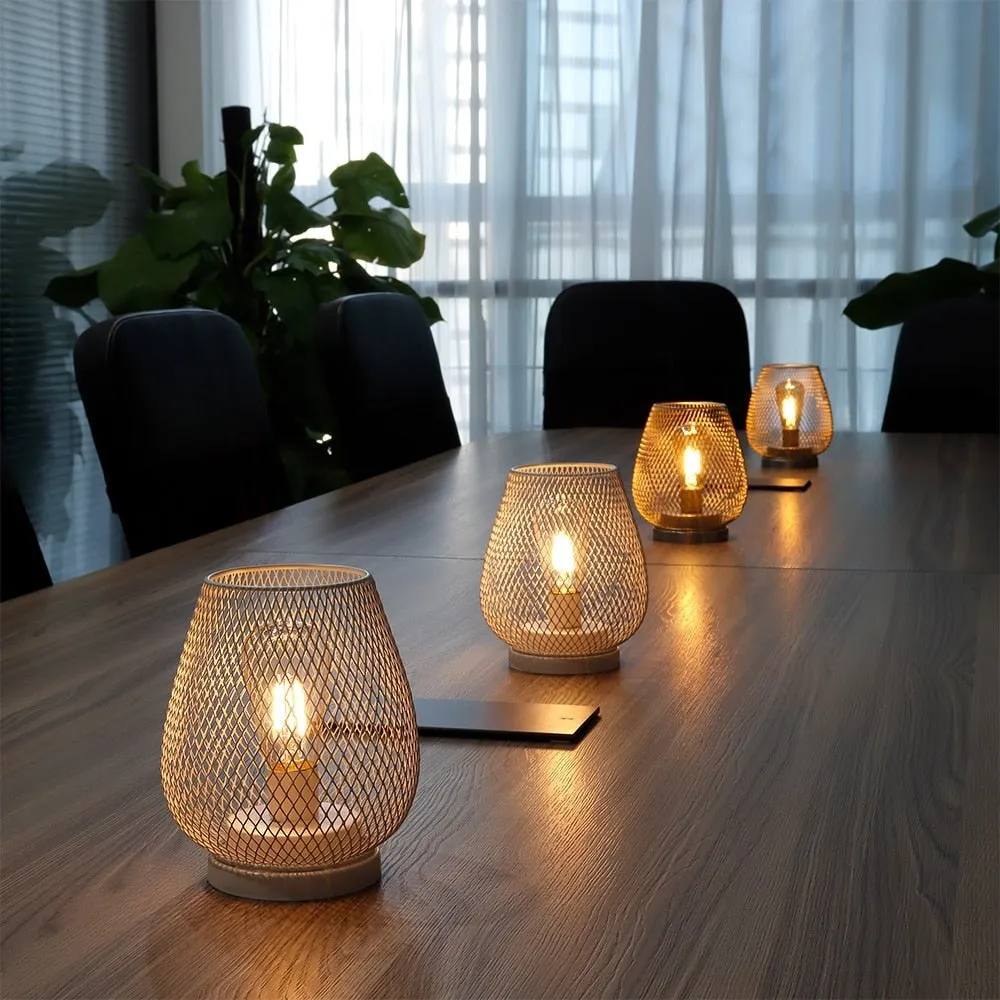 2pcs Metal Battery Operated Table Lamp with Led Edison Bulb for Home Decor