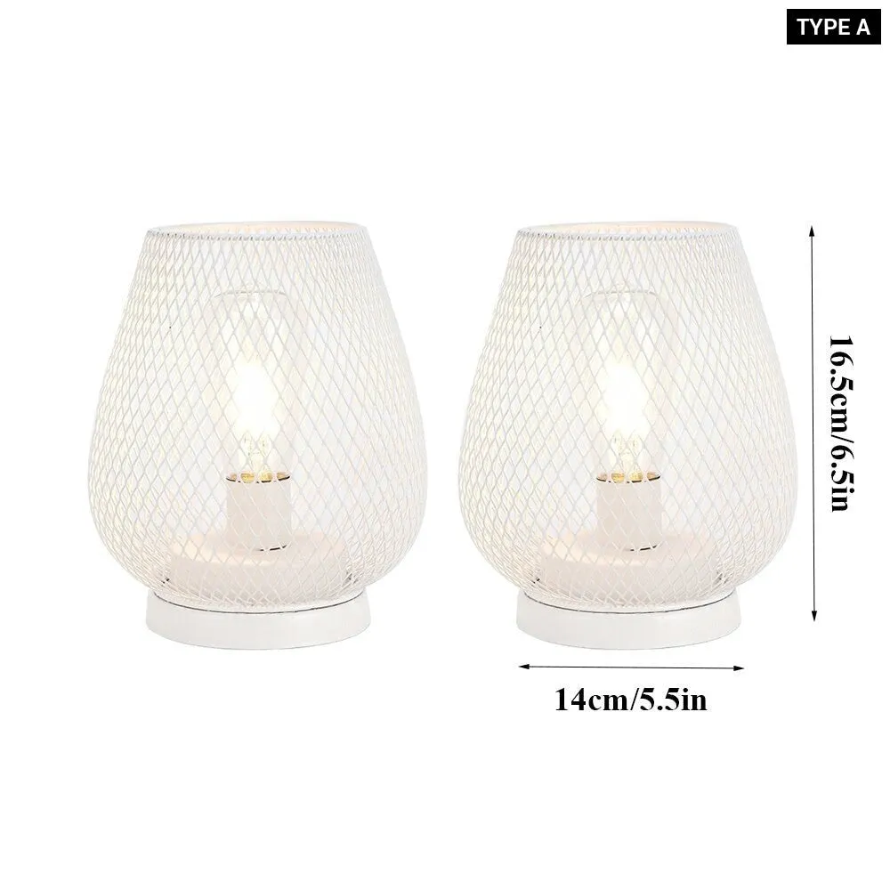 2pcs Metal Battery Operated Table Lamp with Led Edison Bulb for Home Decor