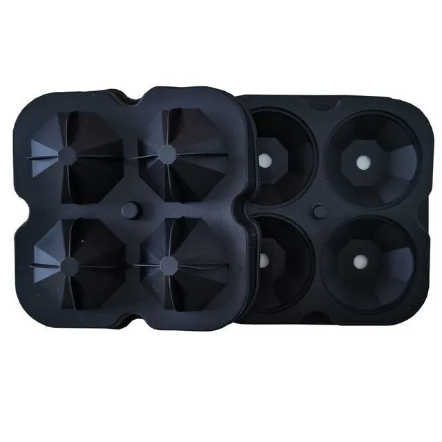4-Hole Diamond Ice Mold - Flexible Silicone Ice Mold Tray