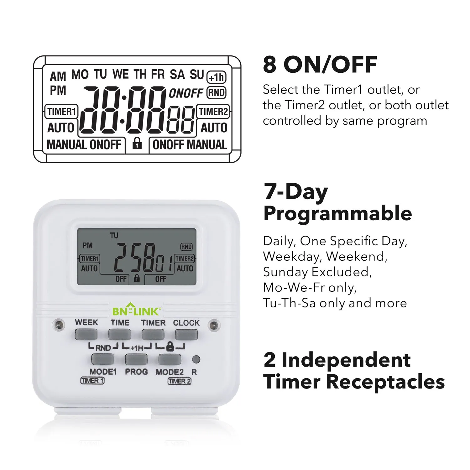 7 Day Heavy Duty Digital Programmable Timer BN-LINK