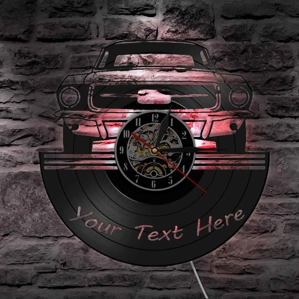 Auto Service Wall Art Garage Led Vinyl Record Wall Clock Custom your Name Number