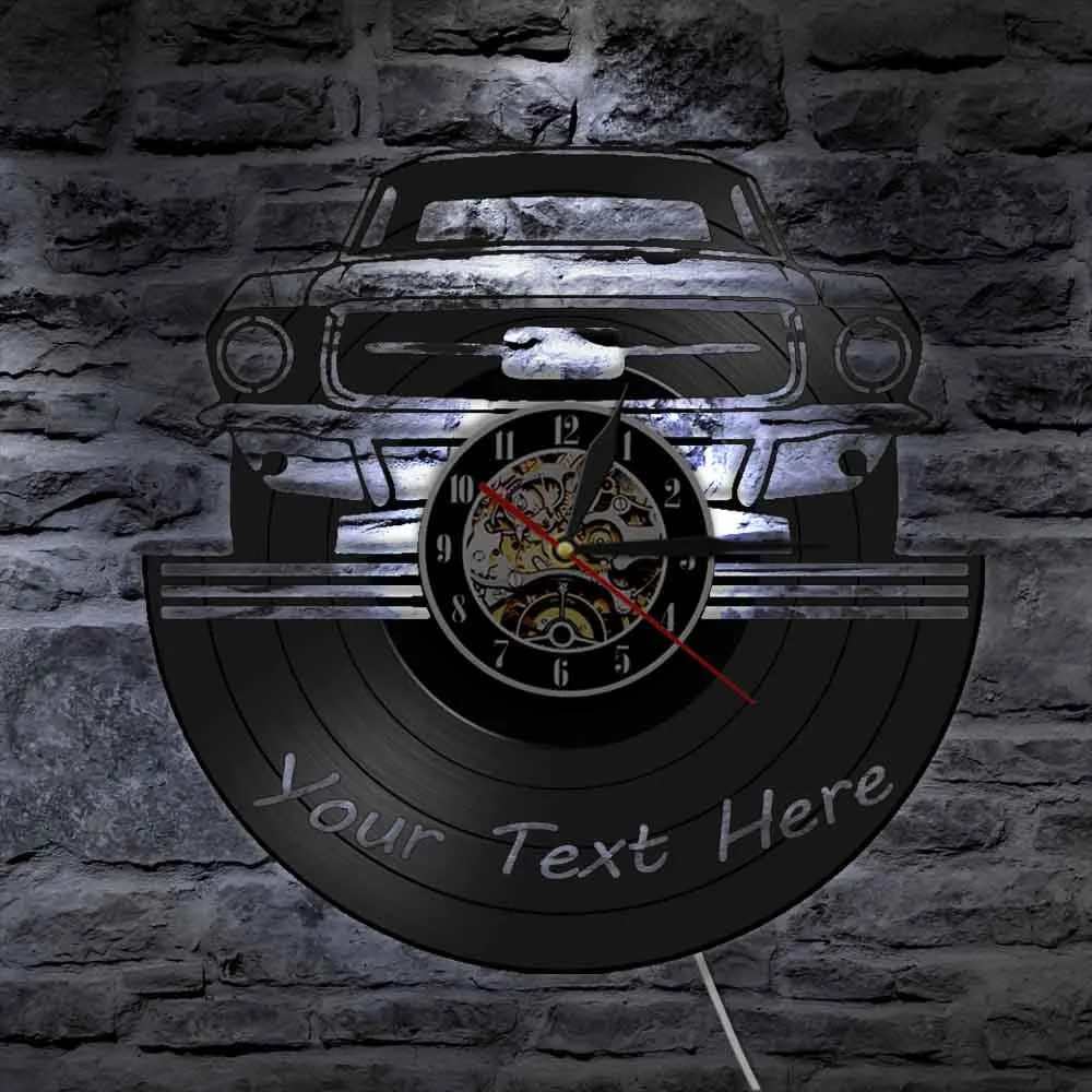 Auto Service Wall Art Garage Led Vinyl Record Wall Clock Custom your Name Number