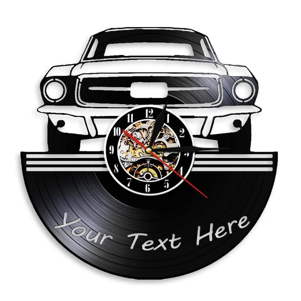 Auto Service Wall Art Garage Led Vinyl Record Wall Clock Custom your Name Number