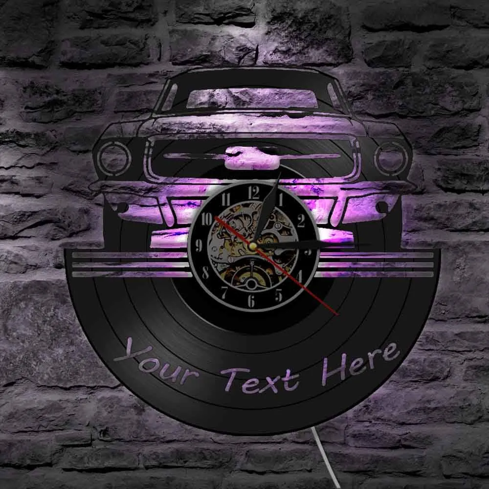 Auto Service Wall Art Garage Led Vinyl Record Wall Clock Custom your Name Number