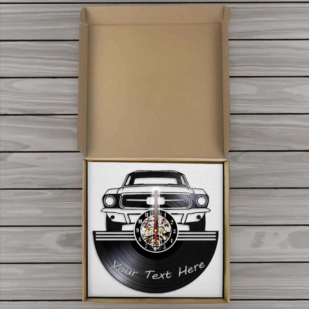 Auto Service Wall Art Garage Led Vinyl Record Wall Clock Custom your Name Number
