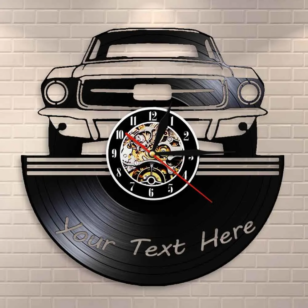 Auto Service Wall Art Garage Led Vinyl Record Wall Clock Custom your Name Number