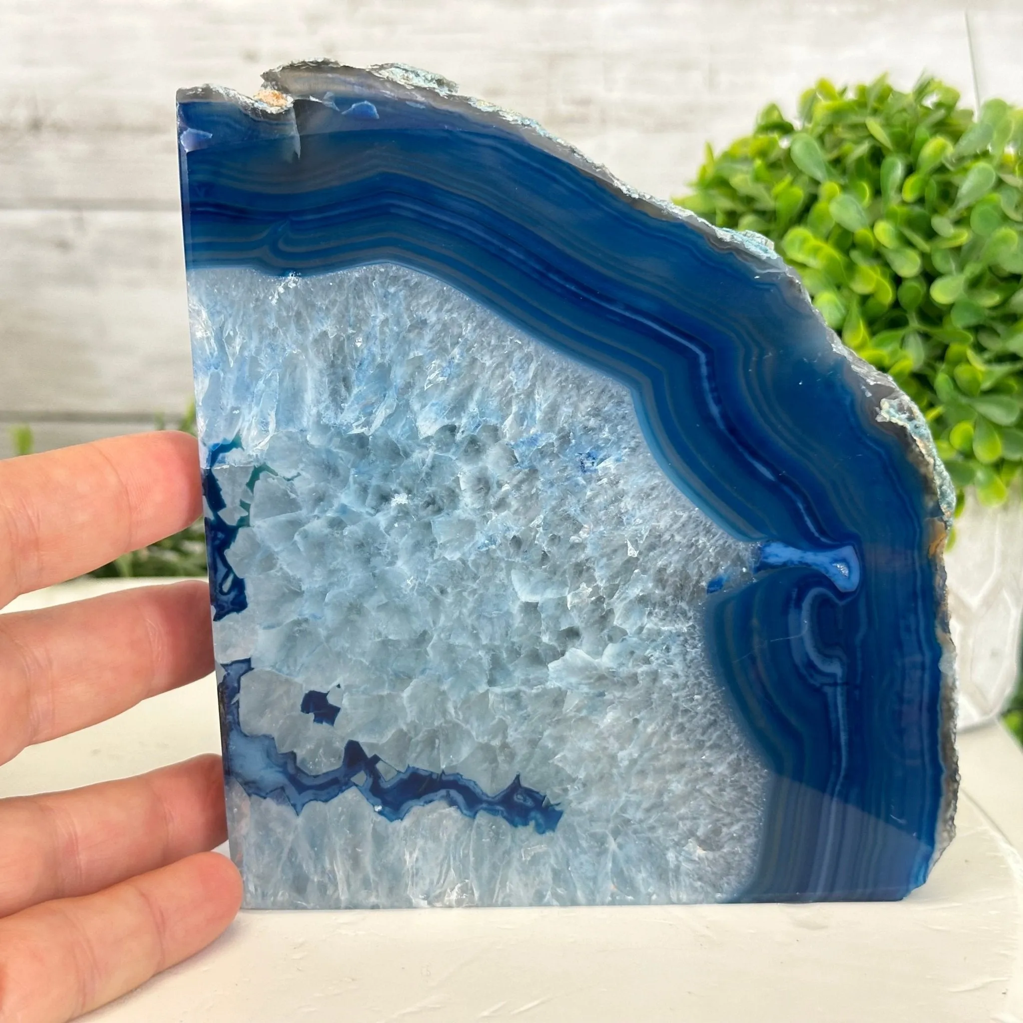 Blue Dyed Brazilian Agate Stone Bookends, 9.7 lbs & 5.5" Tall #5151BL-035