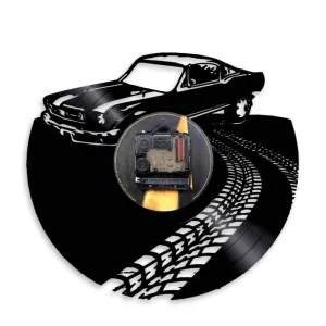 Classic Vintage Retro Car with Road Mark Wall Art Led Vinyl Record Wall Clock