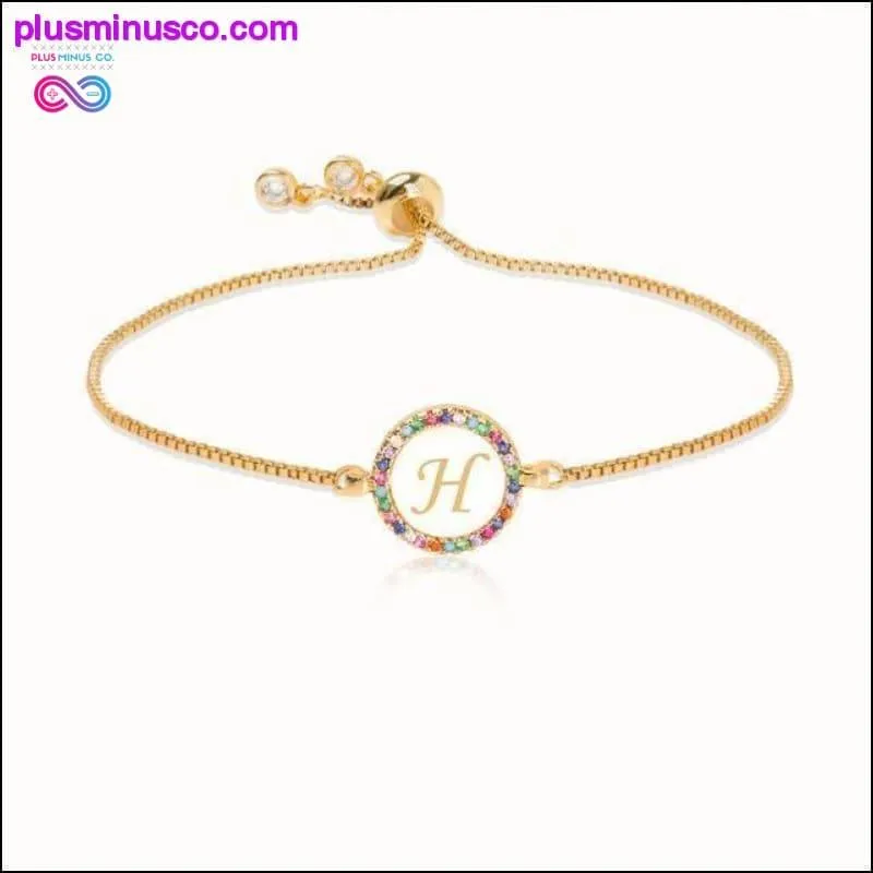 Colorful Rainbow Zircon 26 Letter Bracelet for Women