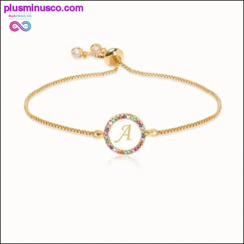 Colorful Rainbow Zircon 26 Letter Bracelet for Women