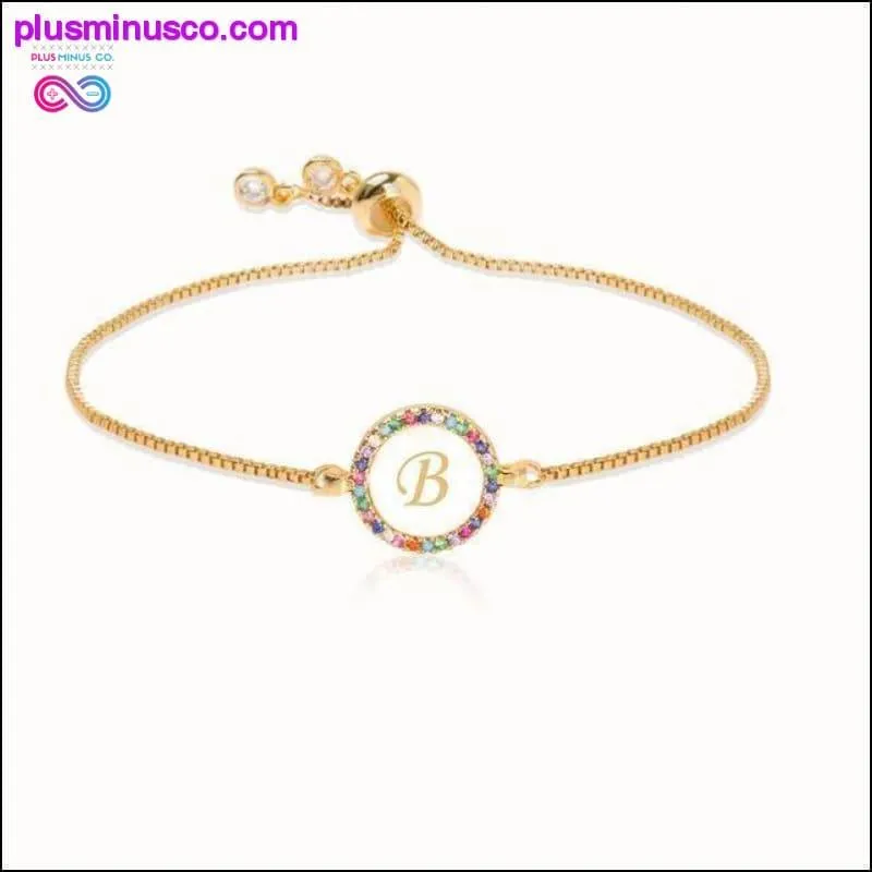 Colorful Rainbow Zircon 26 Letter Bracelet for Women