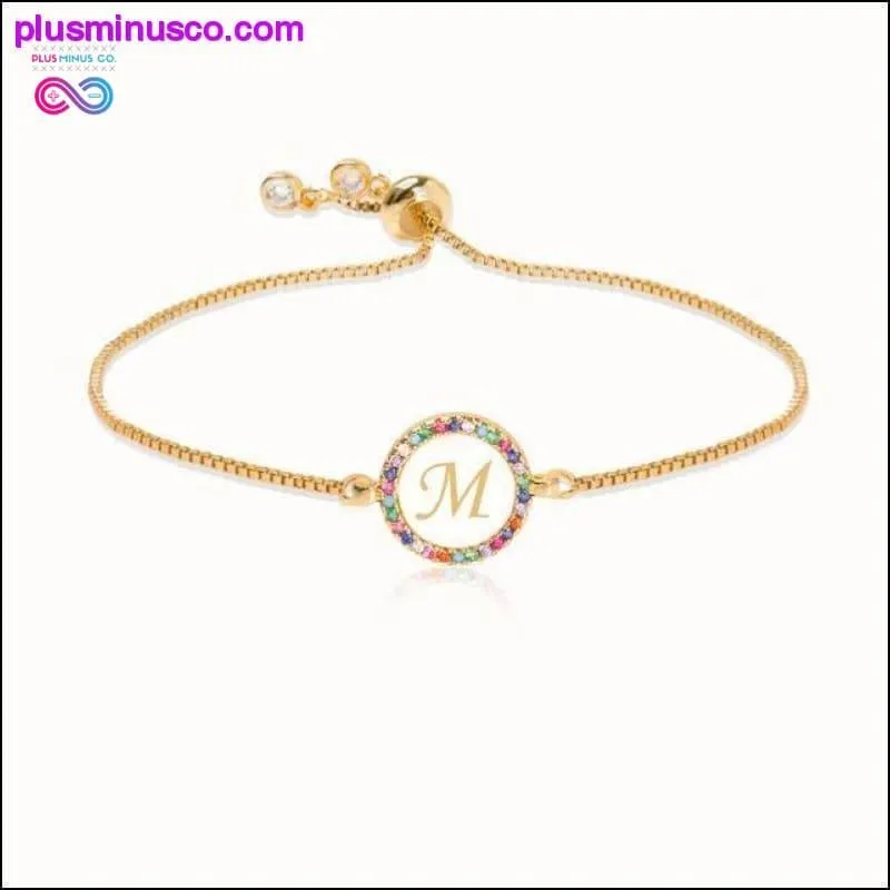 Colorful Rainbow Zircon 26 Letter Bracelet for Women