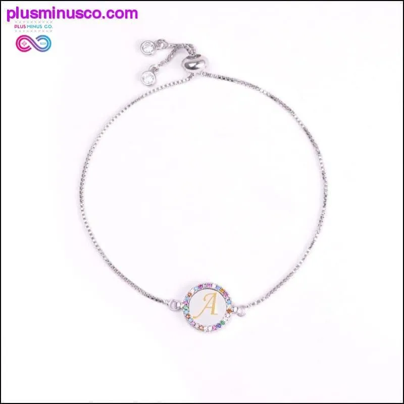 Colorful Rainbow Zircon 26 Letter Bracelet for Women