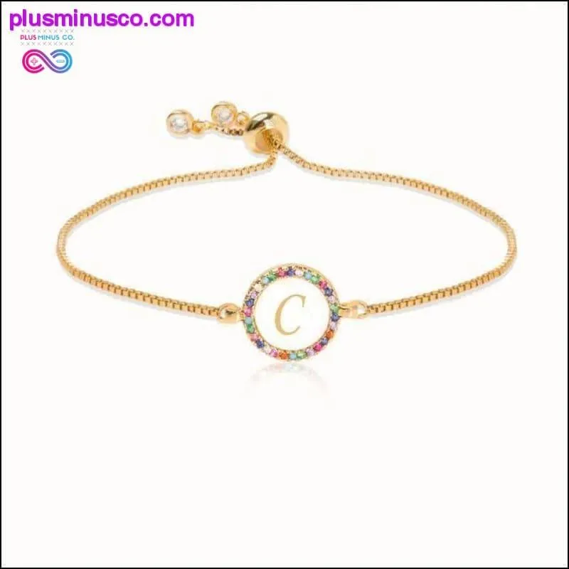 Colorful Rainbow Zircon 26 Letter Bracelet for Women