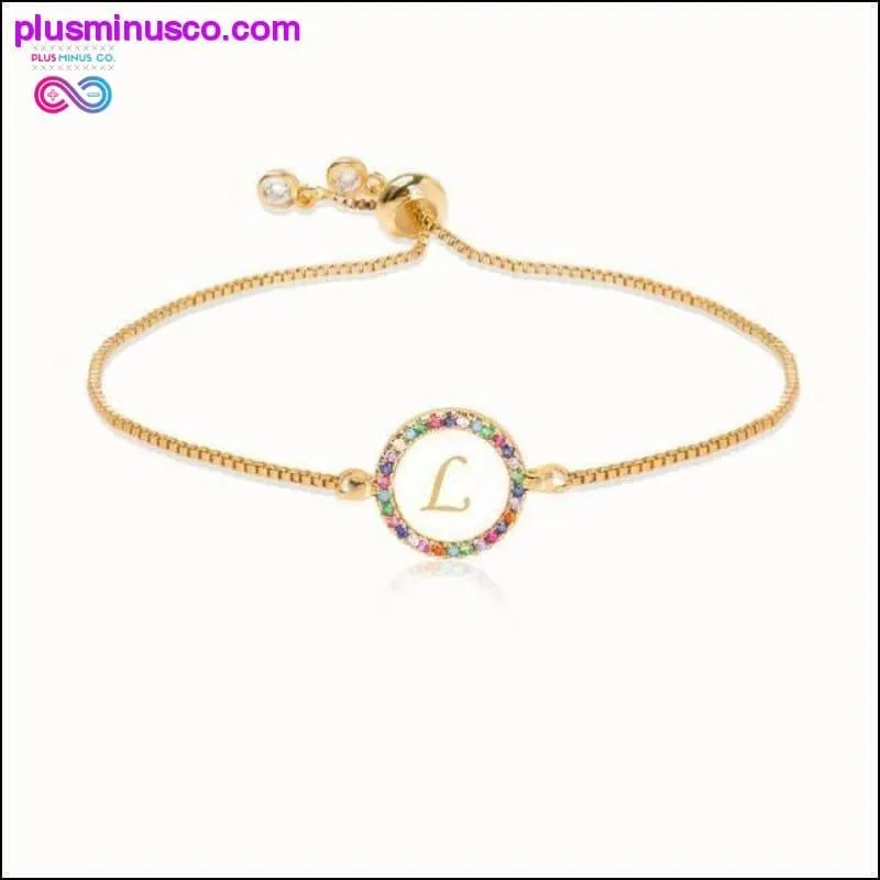 Colorful Rainbow Zircon 26 Letter Bracelet for Women