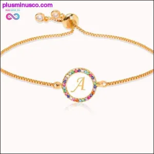 Colorful Rainbow Zircon 26 Letter Bracelet for Women