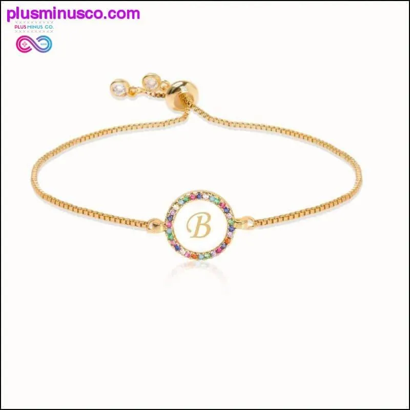 Colorful Rainbow Zircon 26 Letter Bracelet for Women