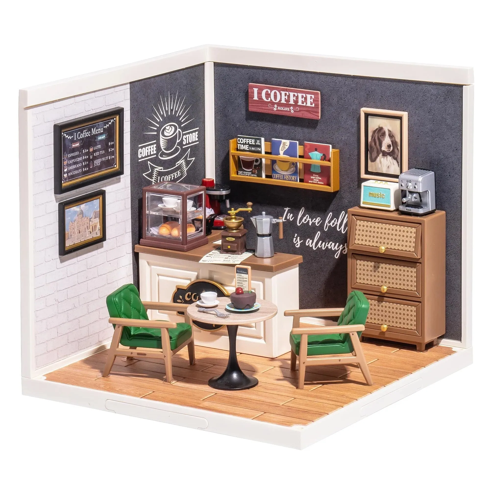 Create Plastic Diy Miniature House Cafe Energy Supply Store Funny Toys Building Block Sets for Kids