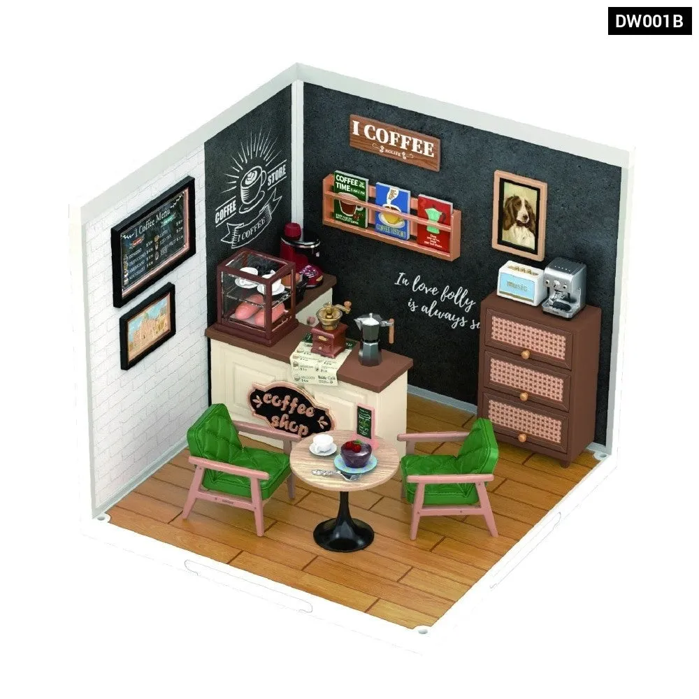 Create Plastic Diy Miniature House Cafe Energy Supply Store Funny Toys Building Block Sets for Kids