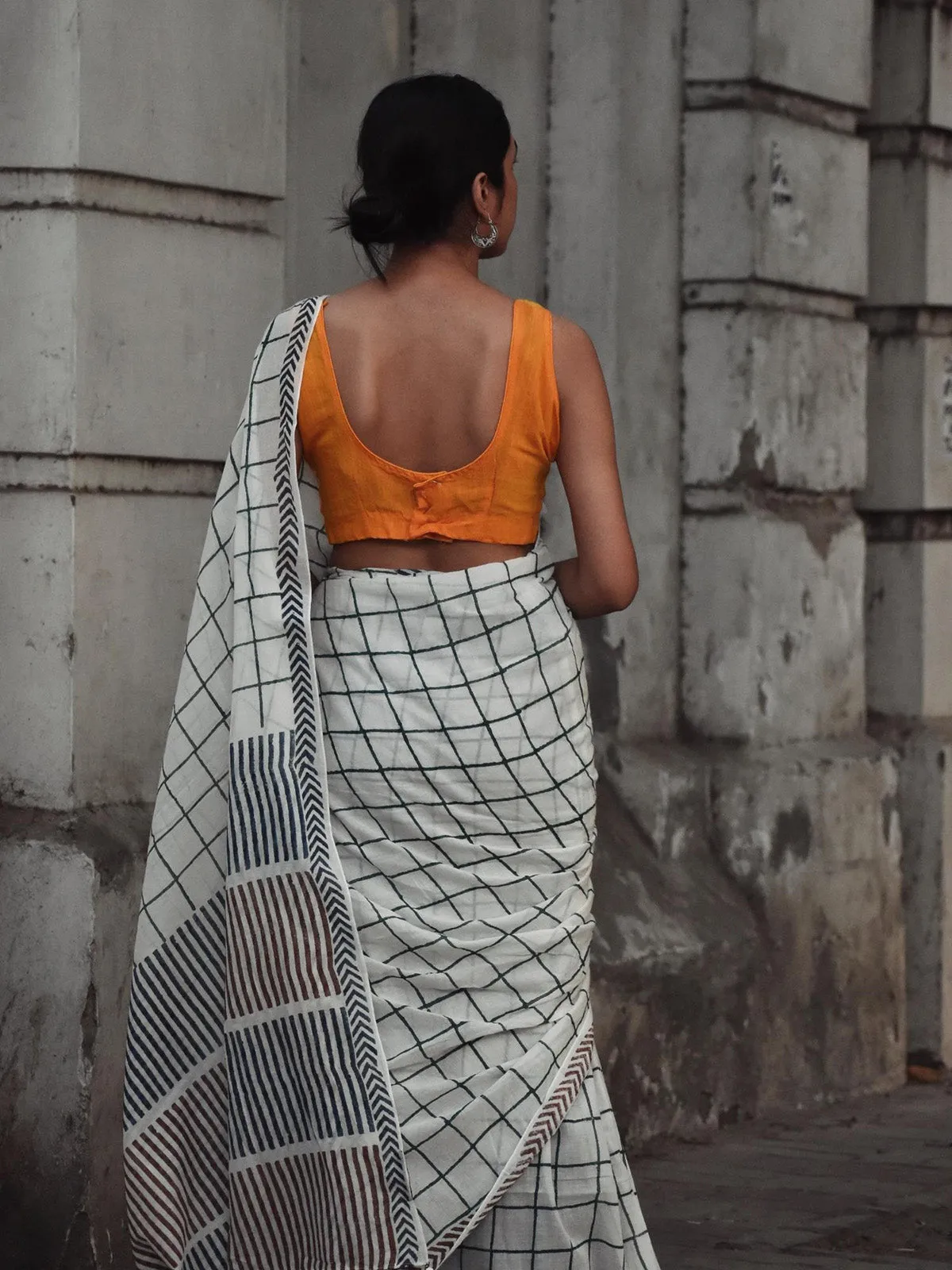Geometry Check Saree