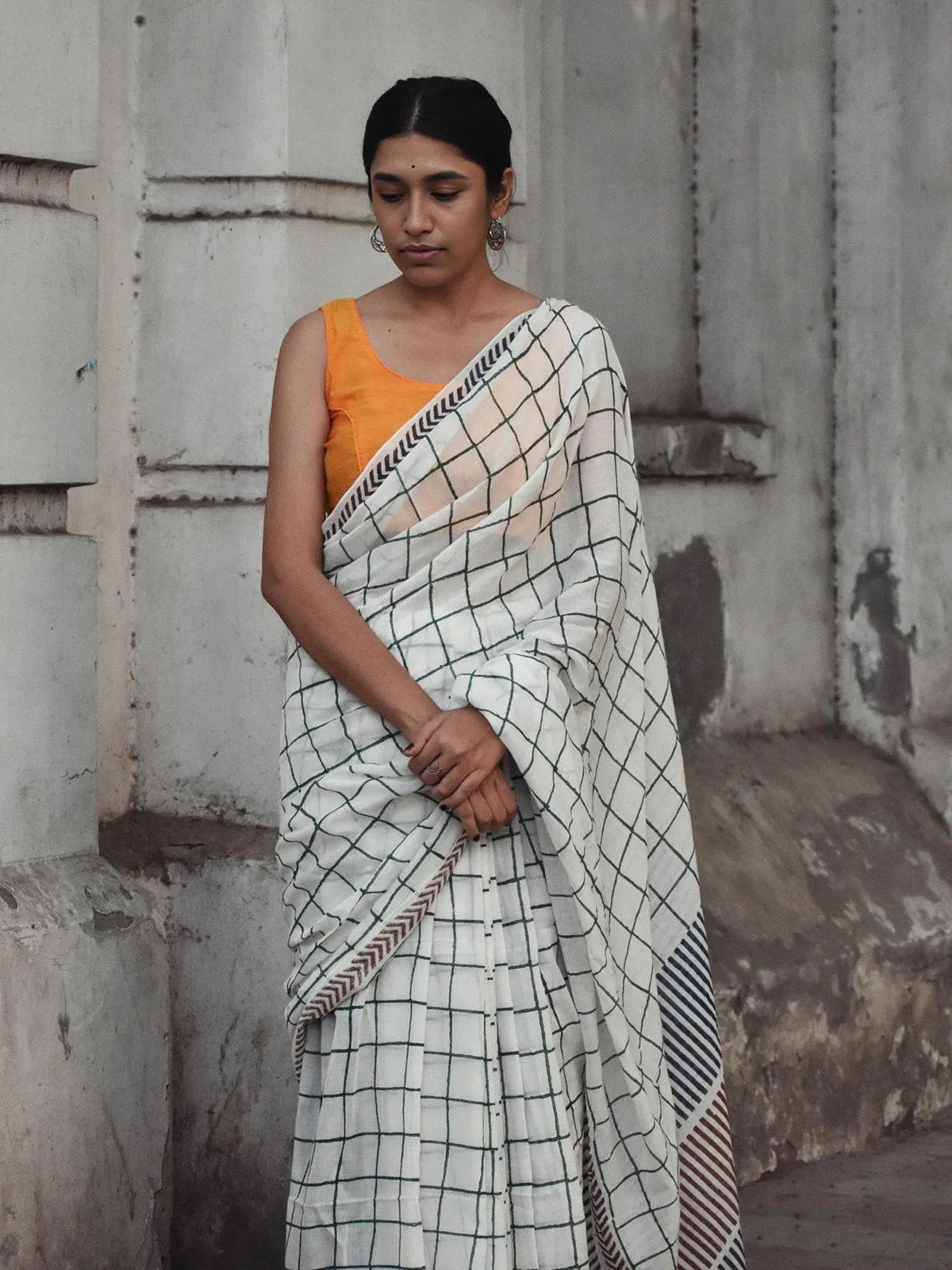 Geometry Check Saree