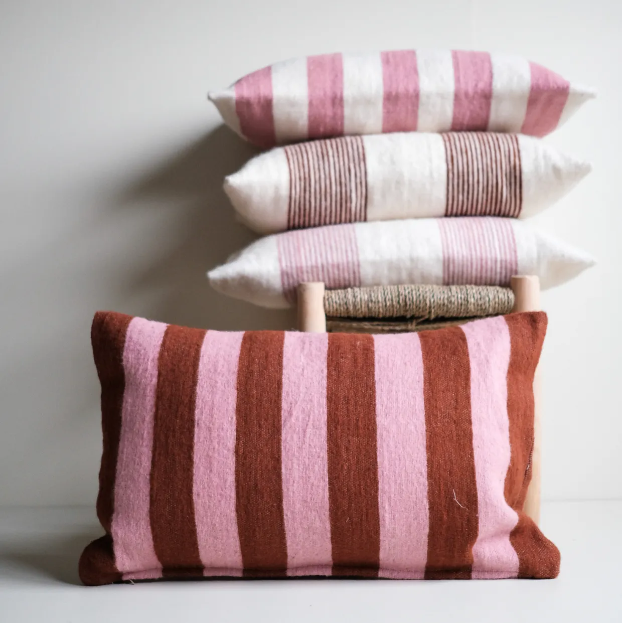 Household Hardware - Wool Pillow - Big Soft Pink Stripe