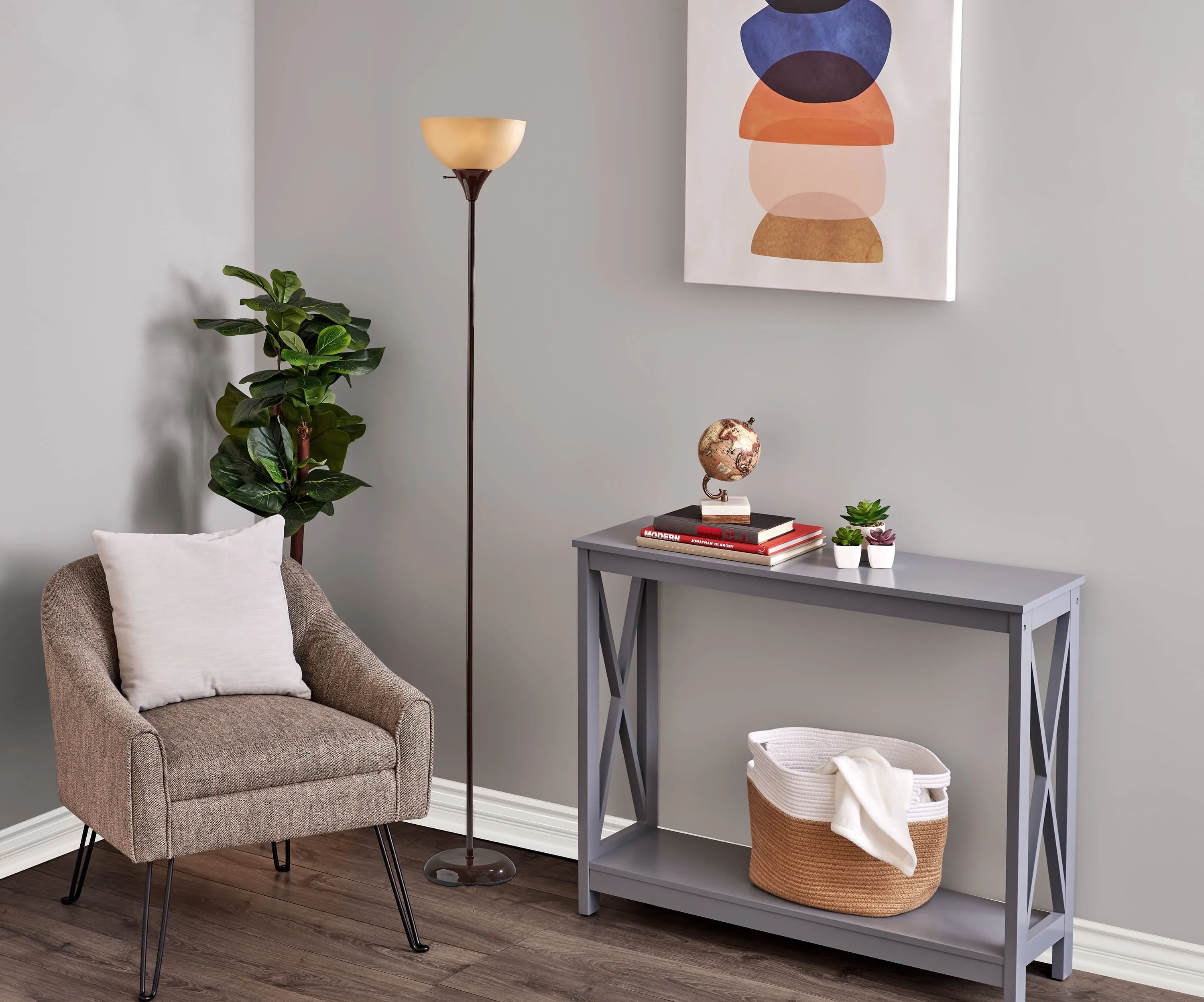 Mainstays 71" Brown Floor Lamp, Modern Design
