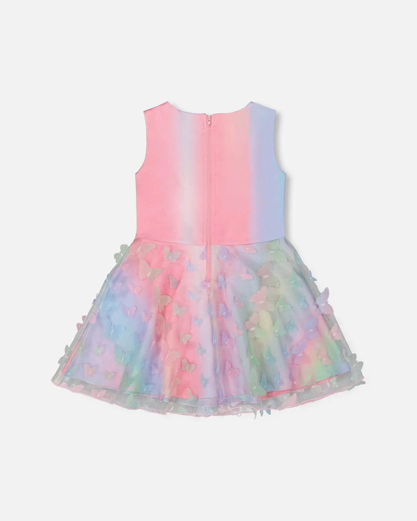 Milano Dress With Printed Mesh Skirt Multicolored With Butterflies