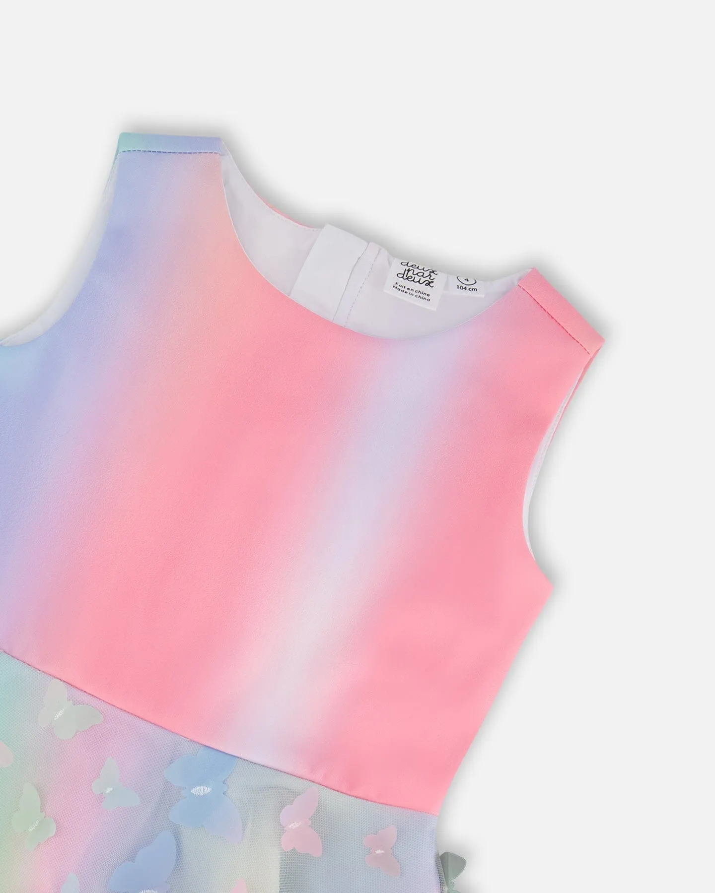 Milano Dress With Printed Mesh Skirt Multicolored With Butterflies