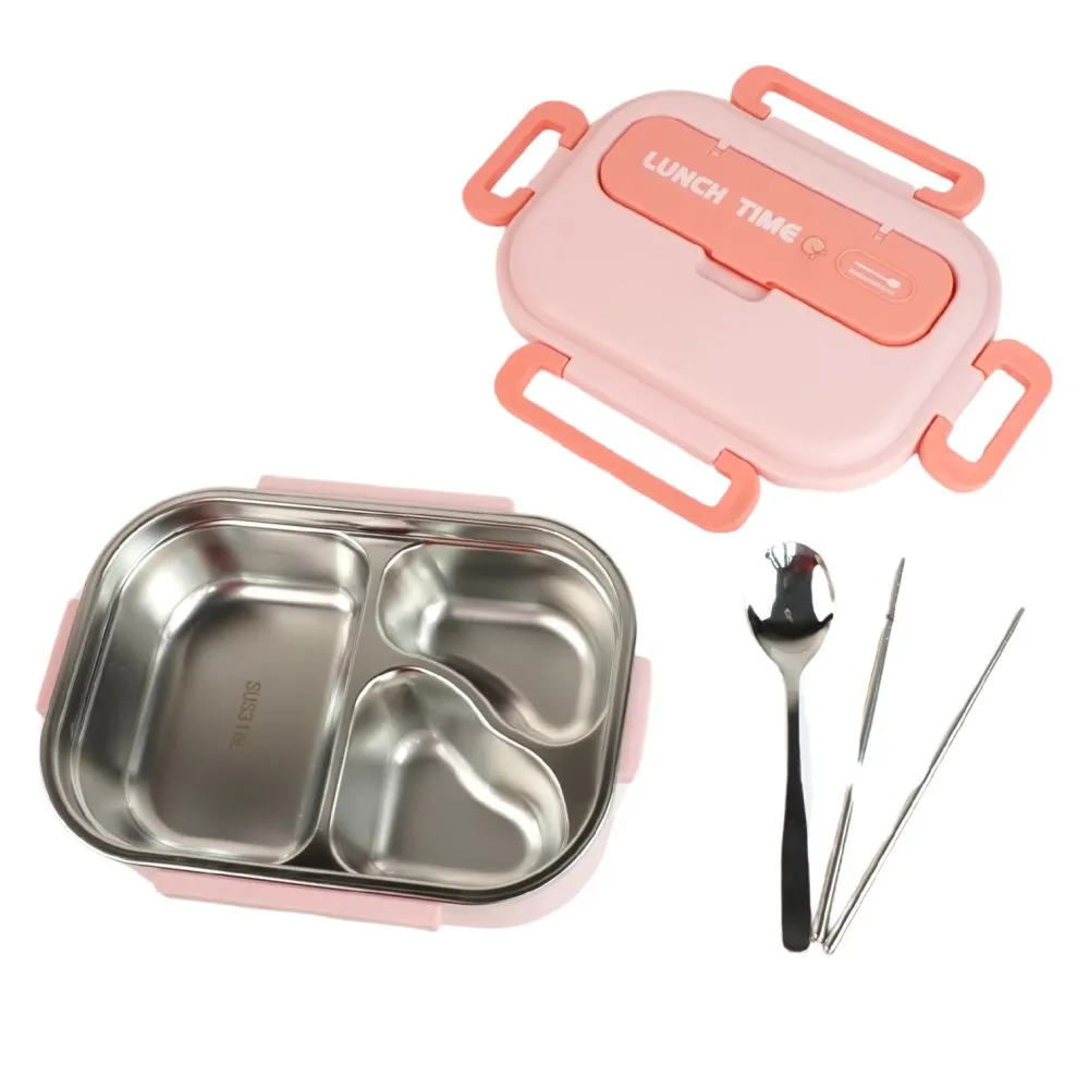 Pink Lunch Time 2 pcs Stainless Steel Kids Lunch Box with matching Lunch Bag