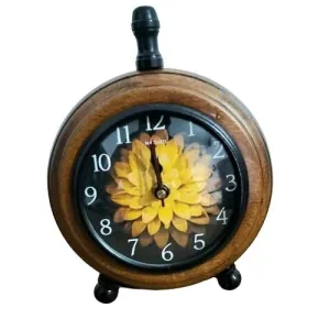 RMS Handmade Wooden Table Clock Desk Clock Watches Vintage Style Hanging Clock Vintage Huntleigh Station Desk Clock Home & Office Decor (7 Inch - Multi Color)