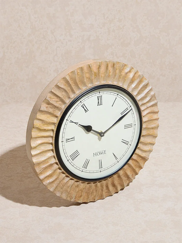 Westside Home Brown Textured Wooden Wall Clock