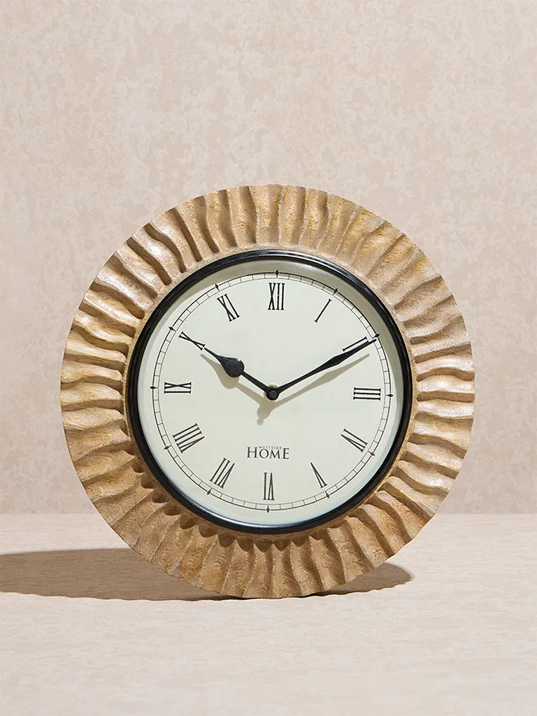 Westside Home Brown Textured Wooden Wall Clock